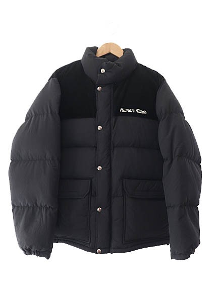 【中古】ヒューマンメイド HUMAN MADE 23AW DOWN JACKET ロゴ コーデュロイ 切替 ダウン ジャケット M 黒 240912