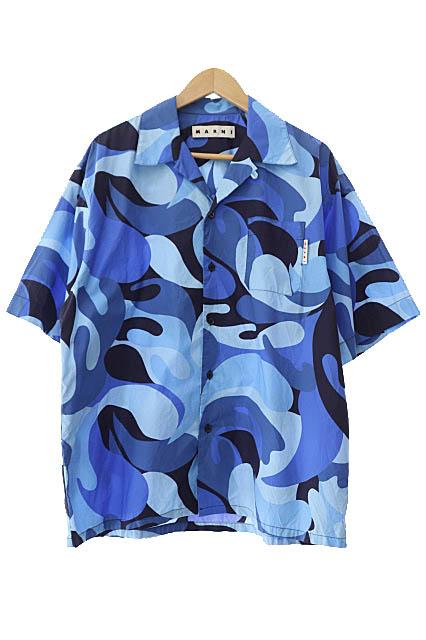 【中古】マルニ MARNI 23SS MULTI COLOR OPEN COLLER S/S SHIRT マルチカラー オープンカラー 半袖シャツ 50青 240506の通販は