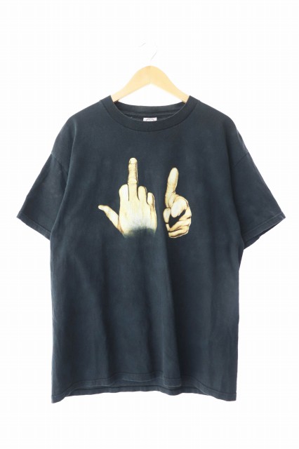 【中古】ヴィンテージ VINTAGE 00s FUCK YOU HAND SIGN TEE DELTA ファック ユー ハンドサイン Tシャツ 半袖 L 黒