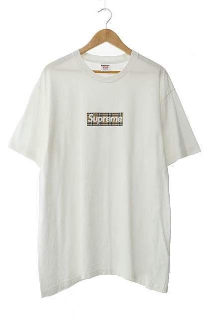 【中古】シュプリーム SUPREME ×BURBERRY バーバリー 22SS Box Logo Tee ボックス ロゴ 半袖 Tシャツ L 白 241013