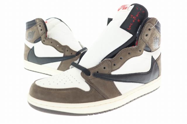 【中古】ナイキ NIKE × TRAVIS SCOTT トラヴィス スコット AIR JORDAN 1 RETRO HIGH OG Sail /Dark Mocha CD4487-100