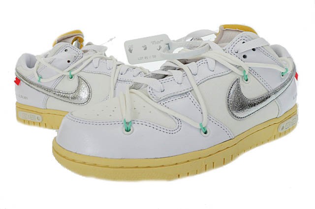 【中古】ナイキ NIKE ×OFF-WHITE オフホワイト DUNK LOW 1 OF 50 WHITE 1 DM1602-127 27.5 白 ☆AA★▲■240903