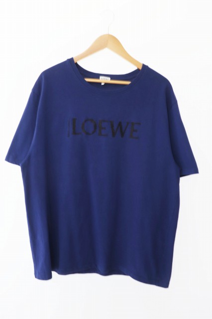 【中古】ロエベ LOEWE 23AW T-SHIRT NAVY ロゴ刺繍 半袖Tシャツ H526Y22X88 XL ネイビー