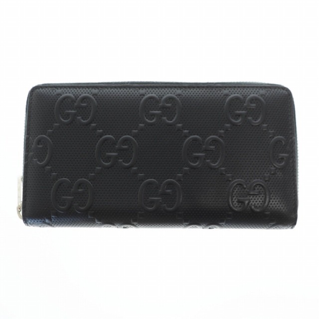 【中古】グッチ GUCCI GG エンボス ロゴ レザー ラウンドファスナー 長財布 625558 黒 ブラック☆AA★▲