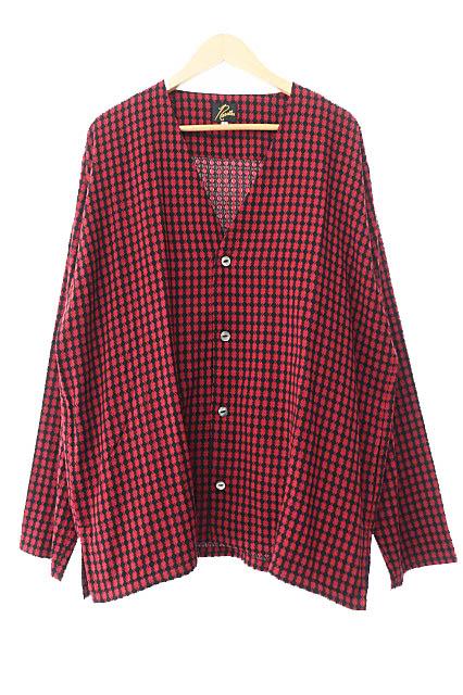 【中古】ニードルズ Needles CARDIGAN JACKET C/R DIAMOND JQ ダイヤモンド ジャケット カーディガン L 赤 黒 241126
