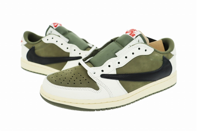 中古】ナイキ NIKE ×TRAVIS SCOTT AIR JORDAN 1 LOW OG Reverse Olive 