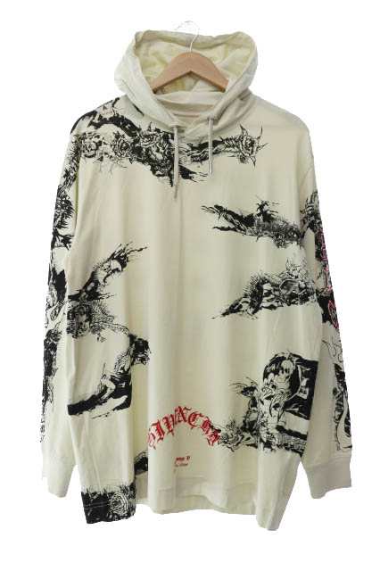 【中古】ジバンシィ GIVENCHY 総柄 ロゴ スカル カットソー プルオーバー パーカー BM715S3Y6B XS 白 ☆AA★241210の通販は