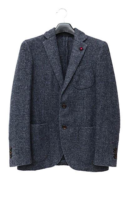 【中古】ラルディーニ LARDINI ロゴ ウール ニット 2B テーラード ジャケット ブレザー AS323AV-79 46 紺 ●241207の通販は 15,675円