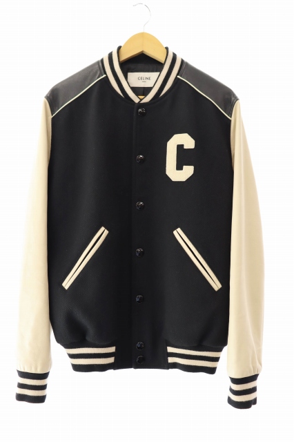 【中古】セリーヌ CELINE パッチ ウール テクスチャード加工 クラシック テディジャケット 46 ブラック ☆AA★ 250216の通販は