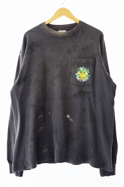 【中古】レディメイド　READYMADE ヴィンテージ加工 スネーク ロングスリーブ 長袖Tシャツ L 灰 グレー ☆AA★ 250128