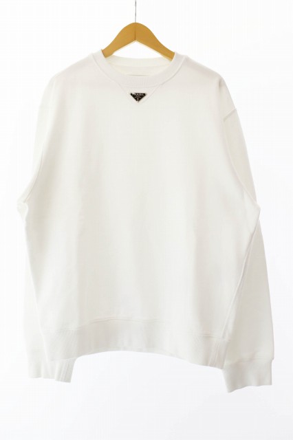 【中古】プラダ PRADA 23AW トライアングルロゴ オーバーサイズ スウェット トレーナー 11LN XS ホワイト ☆AA★250210
