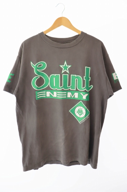 【中古】セントマイケル SAINTMICHAEL 22SS SS TEE SAINT ENEMY ヴィンテージ加工 エネミー ロゴ 半袖Tシャツ L の通販は