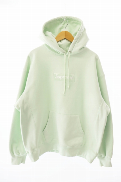 【中古】シュプリーム SUPREME 23AW ボックス ロゴ フーディー スウェット パーカー L ライトグリーン