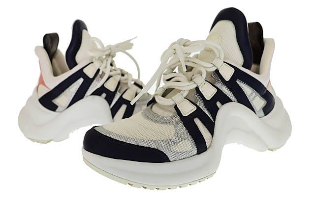 size39ルイヴィトン LVアークライトライン スニーカー シルバー×ホワイト size39ルイヴィトン LVアークライトライン スニーカー シルバー
