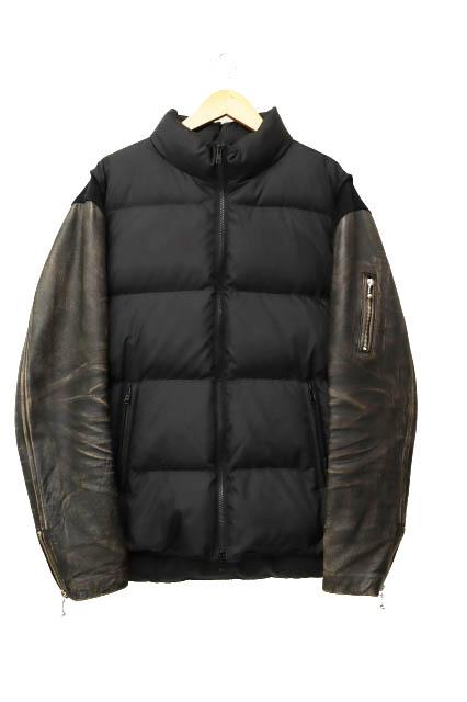 【中古】アンダーカバー UNDERCOVER 11AW 30th ダメージ 加工 袖レザー ダウン ジャケット H9201-1 3 黒☆AA★250303