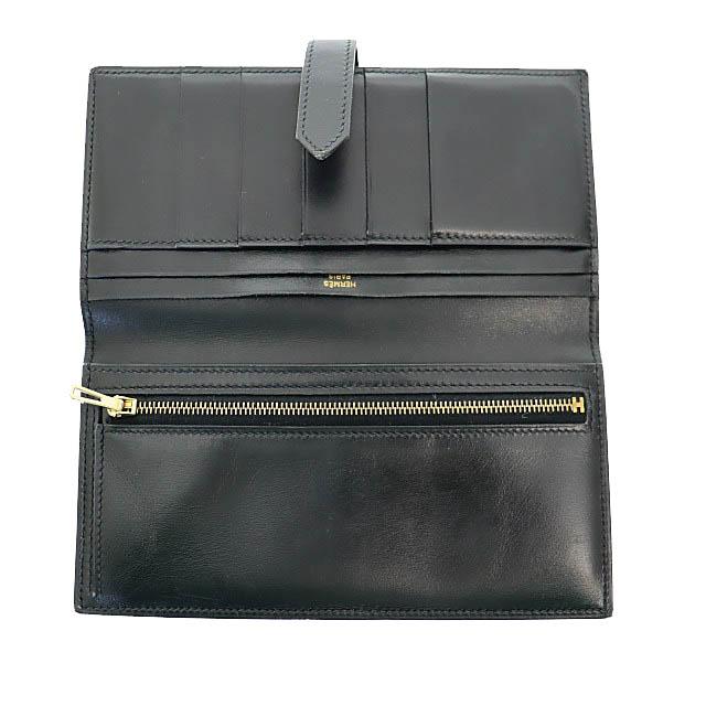 【中古】エルメス HERMES ベアン クラシック ボックス カーフ レザー 二つ折り 長財布 Hロゴ 250320 メンズ レディース 中古】エルメス HERMES ベアン クラシック ボックス カーフ レザー 二