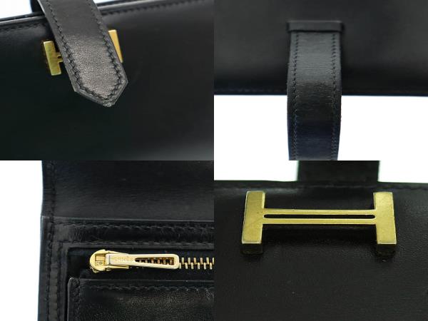 【中古】エルメス HERMES ベアン クラシック ボックス カーフ レザー 二つ折り 長財布 Hロゴ 250320 メンズ レディース 中古】エルメス HERMES ベアン クラシック ボックス カーフ レザー 二