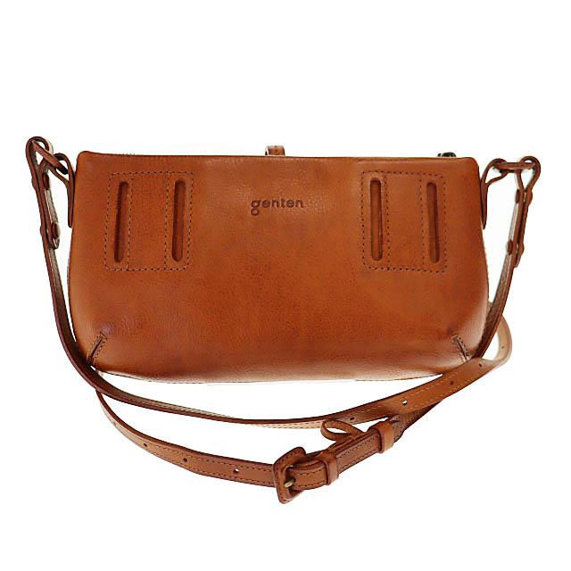ゲンテン ブラウンレザーショルダーバッグ genten ブラウンレザー