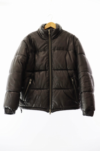 【中古】DENIM TEARS デニムティアーズ 24AW レザー エンボスド リース パファー ジャケット Sブラック☆AA★■250418