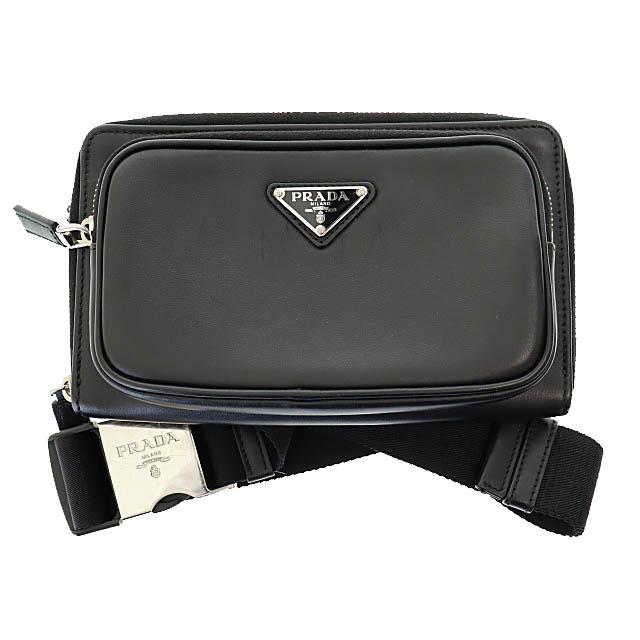中古】プラダ PRADA トライアングル ロゴ SOFTY レザー ボディ ベルト
