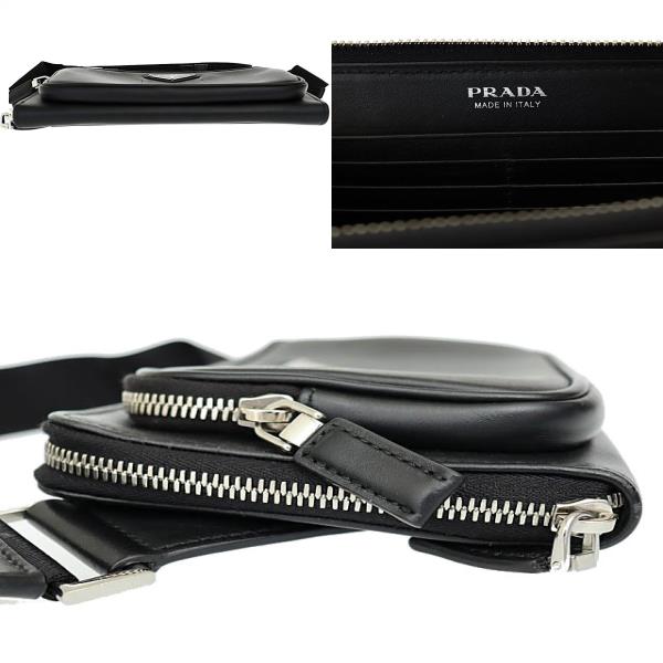 中古】プラダ PRADA トライアングル ロゴ SOFTY レザー ボディ ベルト