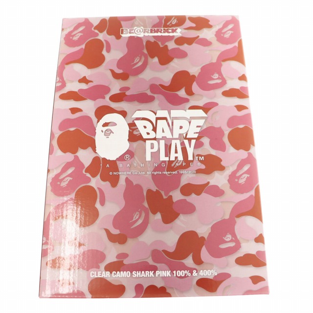 中古】アベイシングエイプ ×メディコムトイ ベアブリック クリア カモ