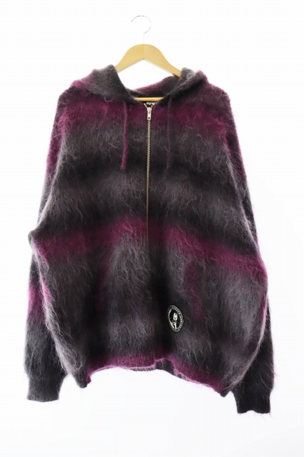 【中古】シュプリーム ×ヒステリックグラマー 24AW モヘア ジップアップ セーター ニット XL ブラック ☆AA★ 250511