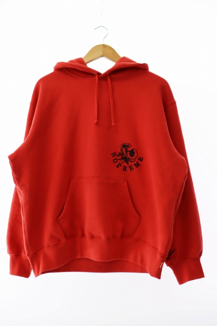 【中古】シュプリーム ワイルド 刺繍 フーデッド スウェットシャツ パーカー S 赤 レッド ☆AA★ 250515