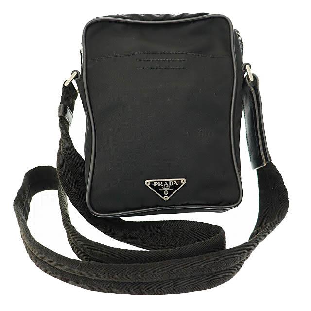 【中古】プラダ PRADA トライアングル ロゴ ナイロン ショルダー バッグ V405 黒 ブラック☆AA★●▲250519