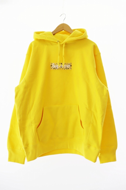 【中古】シュプリーム バンダナ ボックス ロゴ フーディッド スウェットシャツ L イエロー ☆AA★ 250517