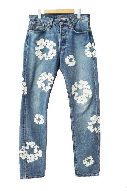 【中古】DENIM TEARS デニムティアーズ ×LEVI'S リーバイス 501 コットン リース チェーン ステッチ デニム 250622