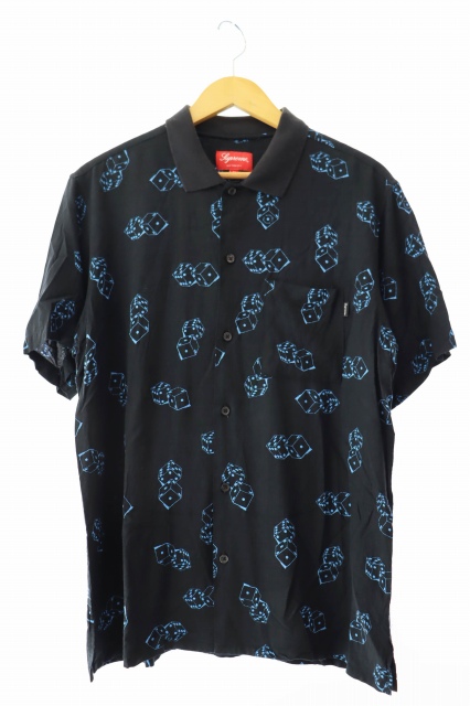 【中古】シュプリーム SUPREME 19SS Dice Rayon S/S Shirt ダイス レーヨン 半袖シャツ M 黒 ブラック ☆AA★ 250611