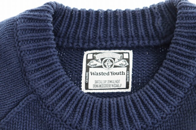 Wasted Youth Knit Polo S/S Navy XL ポロシャツ Wasted Youth KNIT
