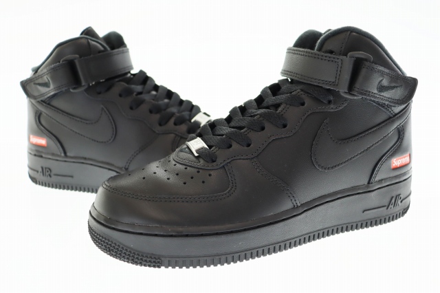 【中古】シュプリーム SUPREME ×NIKE ナイキ AIR FORCE 1 MID Black FZ8784-001 24 ☆AA★▲■250610