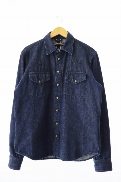 【中古】クロムハーツ CHROME HEARTS クロスボールボタン クロスパッチ デニム ウエスタン シャツ S ☆AA★ 250615