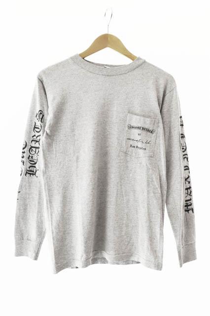【中古】クロムハーツ CHROME HEARTS オールドイングリッシュ ダガー 長袖 Tシャツ ロンT S 灰 グレー ☆AA★250730
