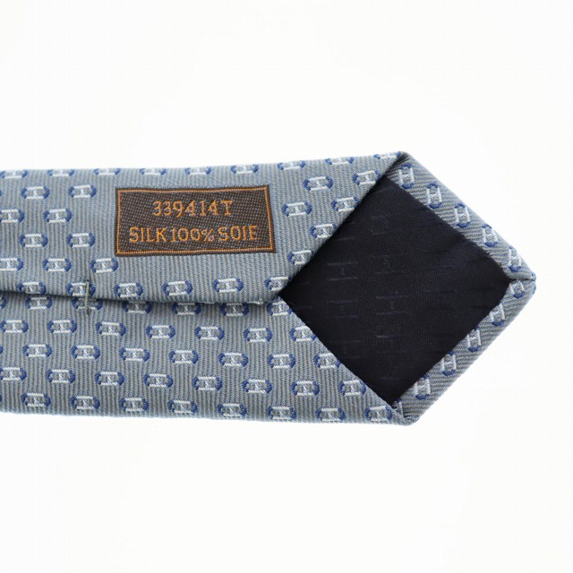 中古】エルメス HERMES 総柄 ネクタイ グレー ブランド古着ベクトル