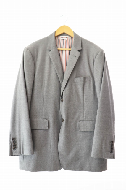 【中古】トムブラウン THOM BROWNE サイドベンツ テーラード ジャケット 4 グレー ☆AA★● 250908