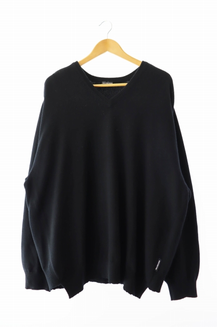 【中古】バレンシアガ 22SS カットオフ加工 オーバーサイズ Vネック カシミヤ ニット セーター M ☆AA★ 250805