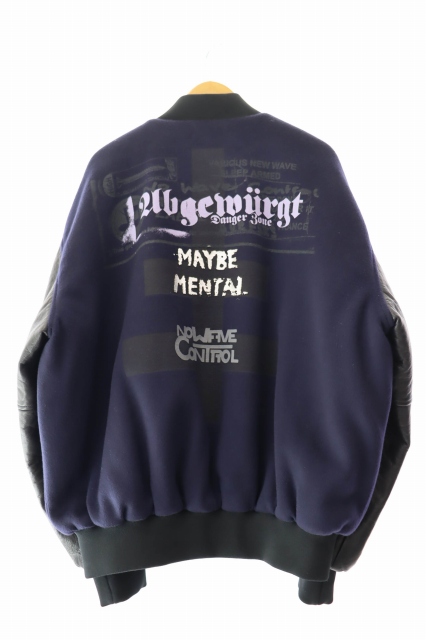 【中古】ヴェトモン ベトモン MAYBE MENTAL COLLEGE JACKET カレッジ ジャケットM ネイビー ブラック ☆AA★ 250810_1