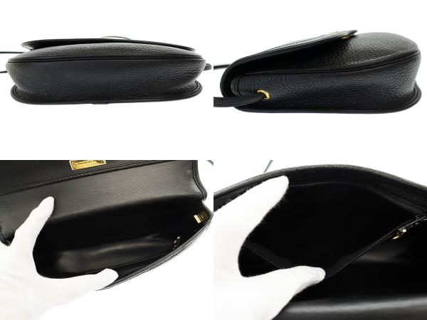 【中古】クリスチャンディオール Christian Dior ヴィンテージ レザー ショルダー バッグ 黒ブラック●▲■250815_7