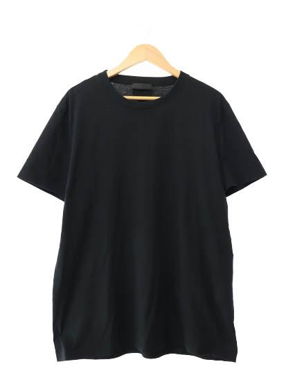 【中古】プラダ PRADA 2023年製 三角パッチ ロゴ クルーネック 半袖 Tシャツ UJM492 XXXL 黒 ブラック ☆AA★250821
