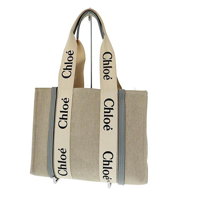 【中古】クロエ CHLOE WOODY ウッディ ミディアム トート バッグ ベージュ ☆AA★▲■251122 レディース