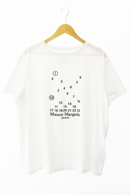 【中古】メゾンマルジェラ Maison Margiela ナンバー ロゴ刺繍 半袖Tシャツ L 白 ホワイト☆AA★251104