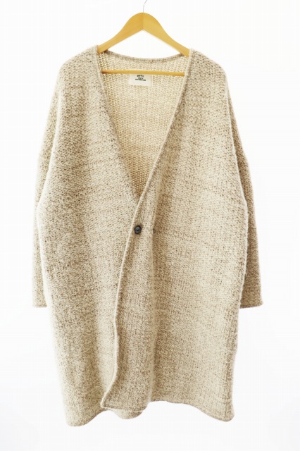 【中古】OUTIL ウティ トゥアレグ ウール ニット ロング カーディガン コート 2 ベージュ●