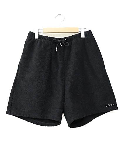 【中古】セリーヌ CELINE 24SS ロゴ テリーコットン パイル ショート パンツ ショーツ 2Z709372Y.38AW L黒 250921
