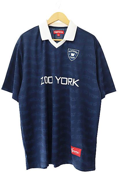 【中古】シュプリーム SUPREME 25SS zoo york soccer jersey 総柄 サッカー ジャージ 半袖シャツ L紺 ☆AA★250914