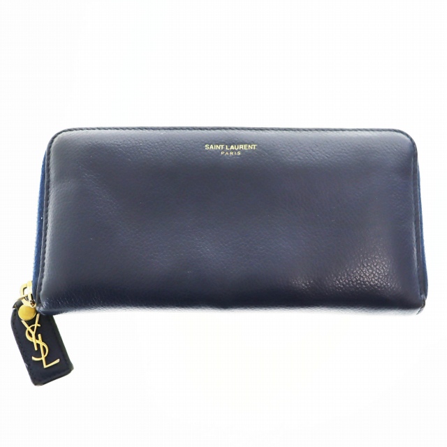 【中古】サンローラン パリ SAINT LAURENT PARIS ラウンドファスナー ロングウォレット 長財布 ☆AA★▲●
