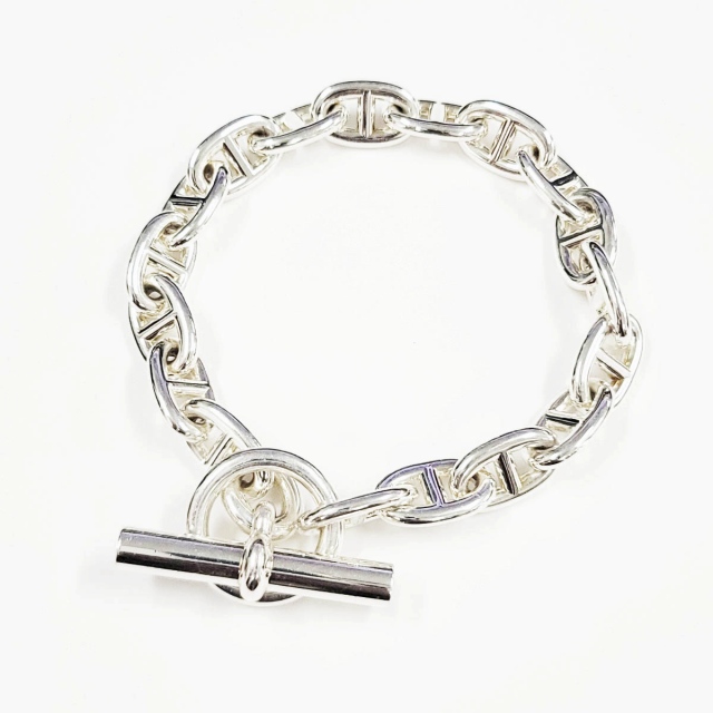 【中古】エルメス HERMES CHAINE D'ANCRE シェーヌ ダンクル MM 18コマ ブレスレット 925 シルバー☆AA★▲■