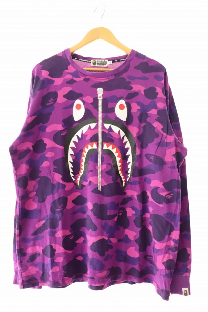 【中古】アベイシングエイプ A BATHING APE カモフラ柄 シャーク 長袖Tシャツ 001LTF801003X 2XL ☆AA★ 250920